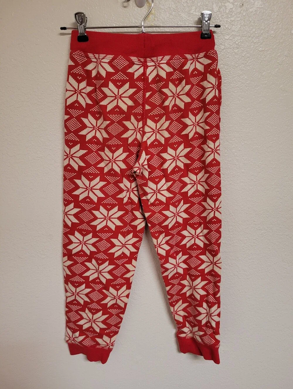Hanna Andersson Kids Red and Cream Holiday Star Knit Sweat Pant